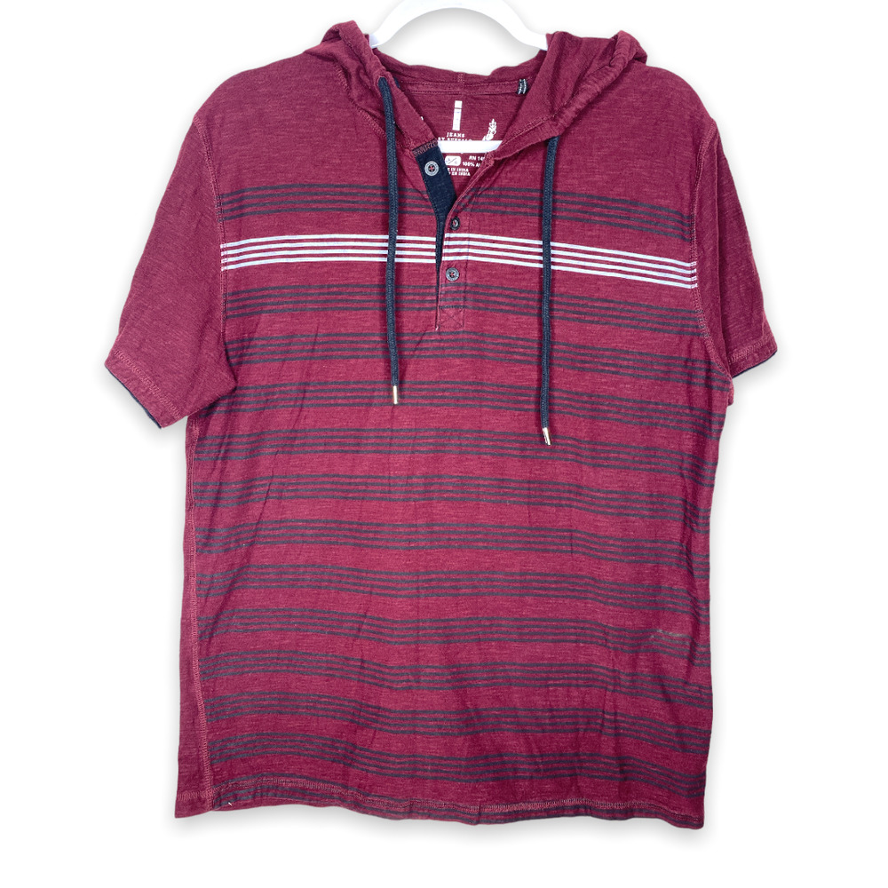 Mens Maroon iJeans By Buffalo Caltino Hoodie Shirt large
